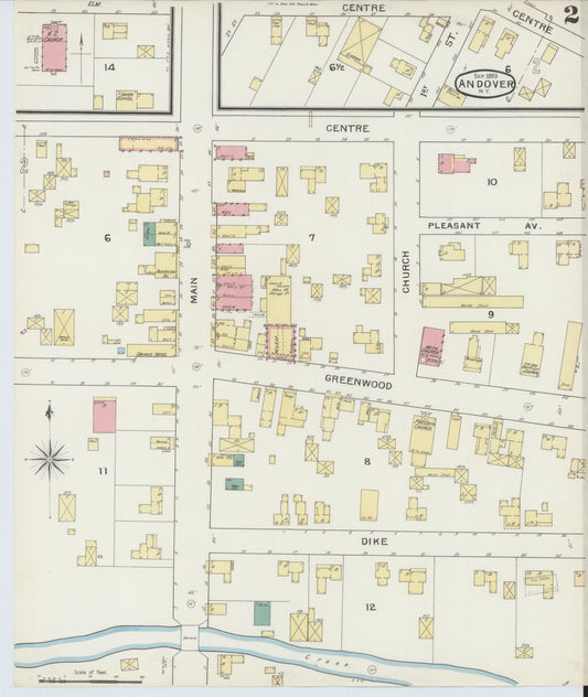 Sanborn Fire Insurance Map from Andover, Allegany County, New York (1893), Sheet #0002 - Historic Sanborn Fire Insurance Map Print, vintage old map wall art, antique decor, genealogy gift, New York New York map