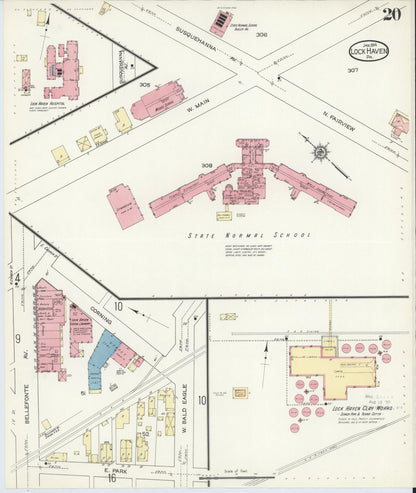Sanborn Fire Insurance Map from Lock Haven, Clinton County, Pennsylvania (1914), Sheet #0020 - Complete Map Set gallery image, historic Sanborn map, vintage wall art, Pennsylvania Pennsylvania