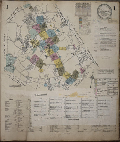 Sanborn Fire Insurance Map from Lexington, Middlesex County, Massachusetts (1961), Sheet #0001 - Historic Sanborn Fire Insurance Map Print, vintage old map wall art, antique decor, genealogy gift, Massachusetts Massachusetts map