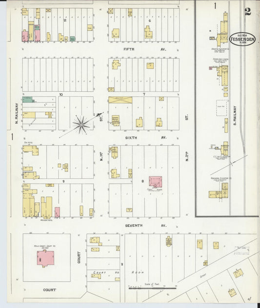 Sanborn Fire Insurance Map from Fessenden, Wells County, North Dakota (1904), Sheet #0002 - Historic Sanborn Fire Insurance Map Print, vintage old map wall art, antique decor, genealogy gift, North Dakota North Dakota map