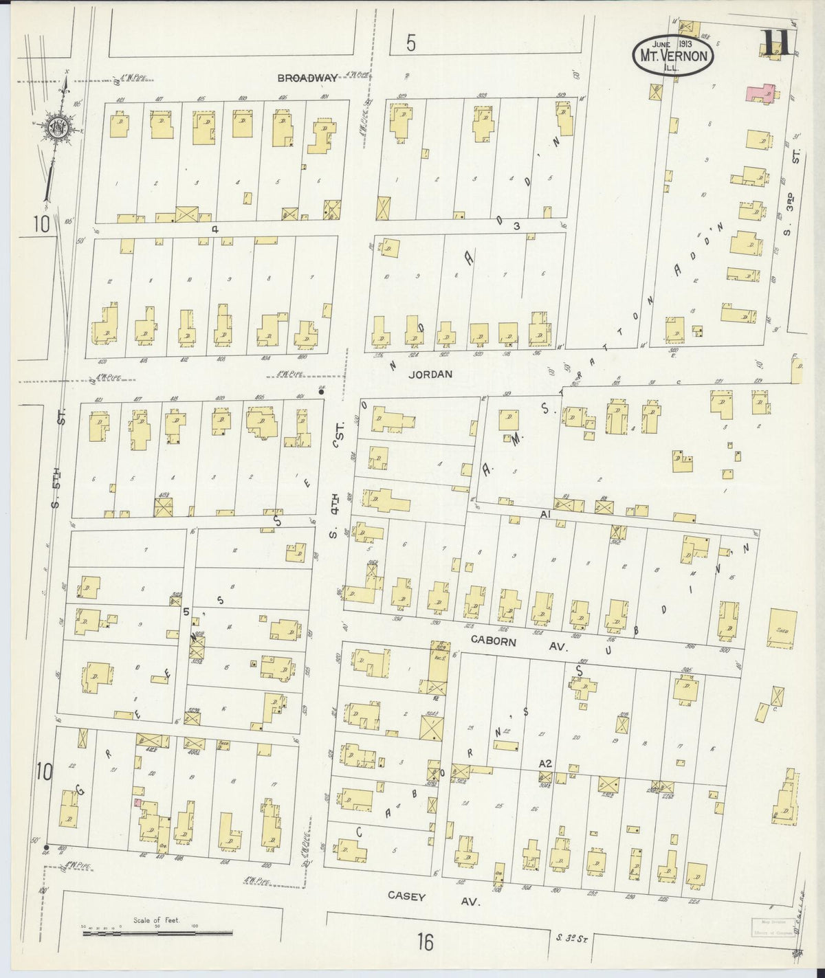 Sanborn Fire Insurance Map from Mount Vernon, Jefferson County, Illinois (1913), Sheet #0011 - Historic Sanborn Fire Insurance Map Print, vintage old map wall art, antique decor, genealogy gift, Illinois Illinois map