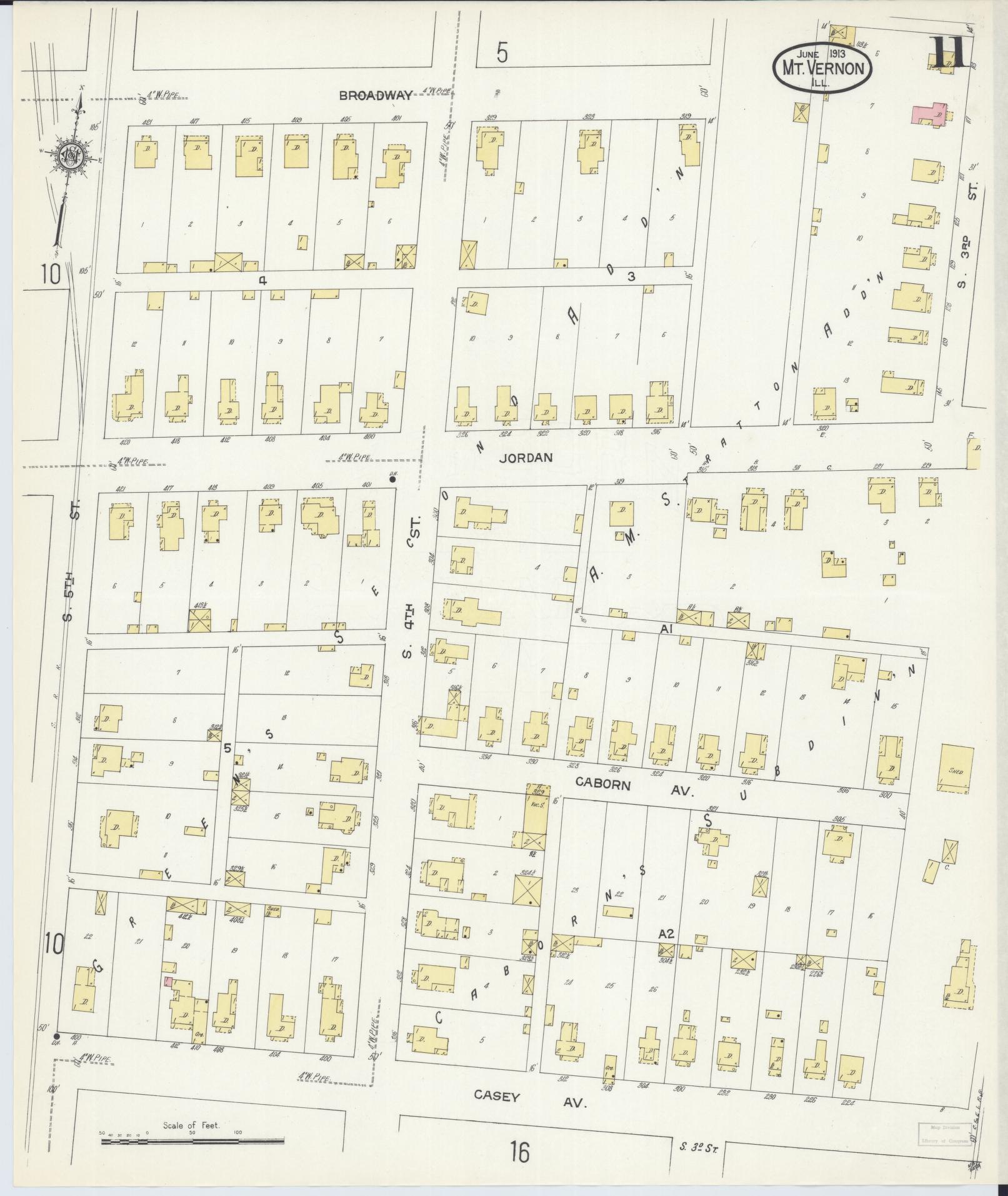 Sanborn Fire Insurance Map from Mount Vernon, Jefferson County, Illinois (1913), Sheet #0011 - Historic Sanborn Fire Insurance Map Print, vintage old map wall art, antique decor, genealogy gift, Illinois Illinois map