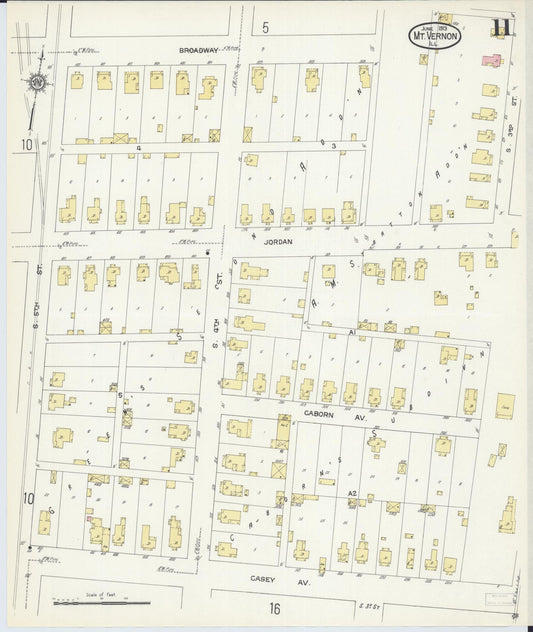 Sanborn Fire Insurance Map from Mount Vernon, Jefferson County, Illinois (1913), Sheet #0011 - Historic Sanborn Fire Insurance Map Print, vintage old map wall art, antique decor, genealogy gift, Illinois Illinois map