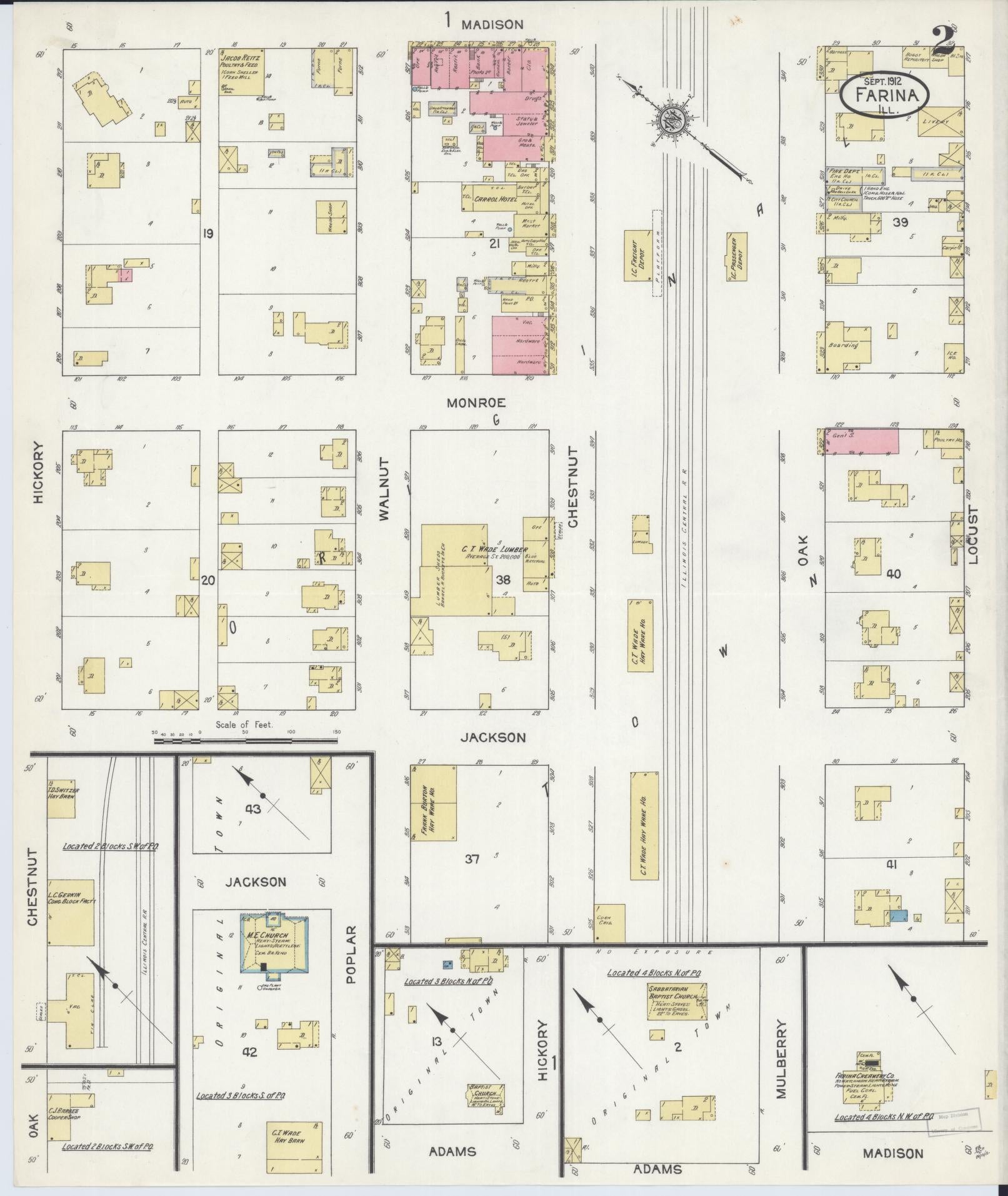 Sanborn Fire Insurance Map from Farina, Fayette County, Illinois (1912), Sheet #0002 - Historic Sanborn Fire Insurance Map Print, vintage old map wall art, antique decor, genealogy gift, Illinois Illinois map