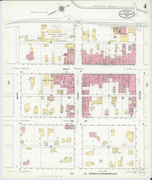 Sanborn Fire Insurance Map from Le Sueur, Le Sueur County, Minnesota (1910), Sheet #0004 - Historic Sanborn Fire Insurance Map Print, vintage old map wall art, antique decor, genealogy gift, Minnesota Minnesota map