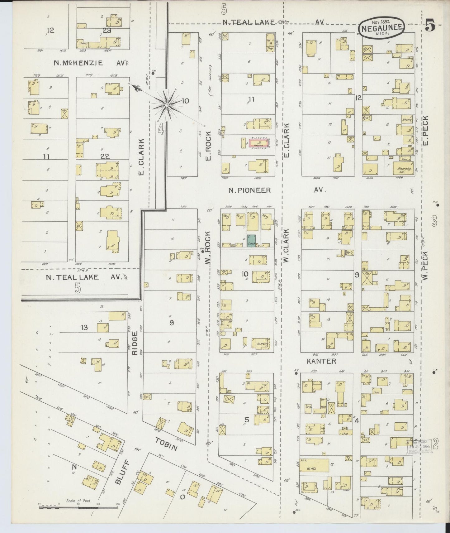 Sanborn Fire Insurance Map from Negaunee, Marquette County, Michigan (1892), Sheet #0005 - Complete Map Set gallery image, historic Sanborn map, vintage wall art, Michigan Michigan