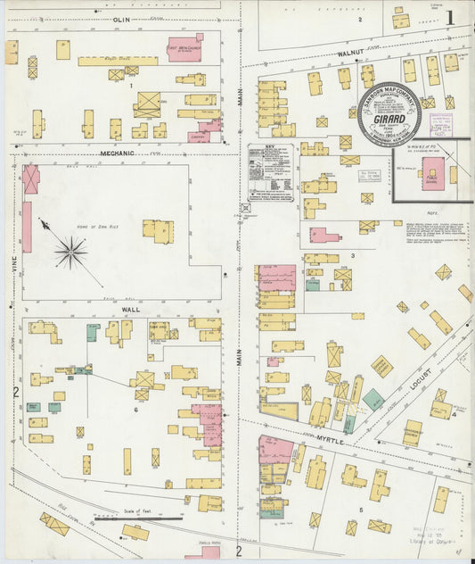 Sanborn Fire Insurance Map from Girard, Erie County, Pennsylvania (1904), Sheet #0001 - Historic Sanborn Fire Insurance Map Print, vintage old map wall art, antique decor, genealogy gift, Pennsylvania Pennsylvania map