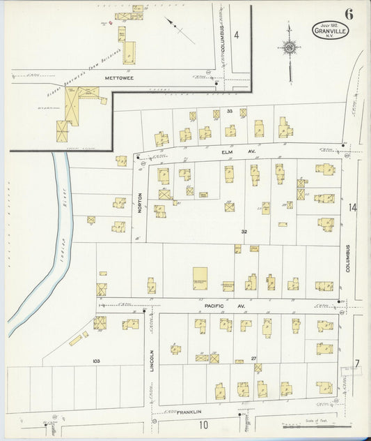 Sanborn Fire Insurance Map from Granville, Washington County, New York (1912), Sheet #0006 - Historic Sanborn Fire Insurance Map Print, vintage old map wall art, antique decor, genealogy gift, New York New York map