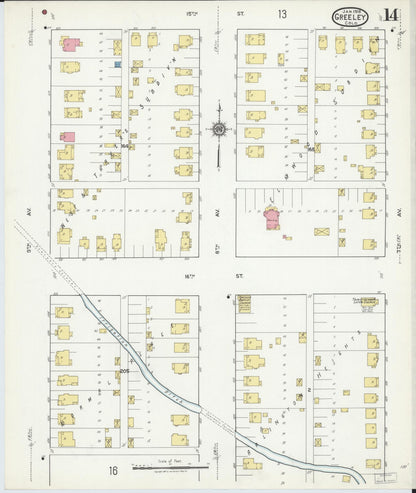 Sanborn Fire Insurance Map from Greeley, Weld County, Colorado (1918), Sheet #0014 - Complete Map Set gallery image, historic Sanborn map, vintage wall art, Colorado Colorado