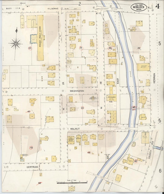Sanborn Fire Insurance Map from Winlock, Lewis County, Washington (1942), Sheet #0004 - Historic Sanborn Fire Insurance Map Print, vintage old map wall art, antique decor, genealogy gift, Washington Washington map