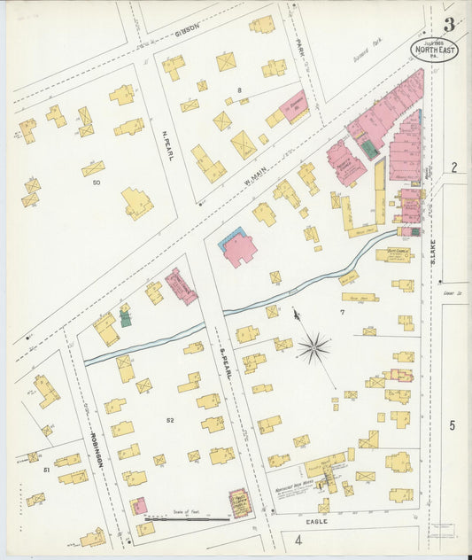 Sanborn Fire Insurance Map from North East, Erie County, Pennsylvania (1905), Sheet #0003 - Historic Sanborn Fire Insurance Map Print, vintage old map wall art, antique decor, genealogy gift, Pennsylvania Pennsylvania map