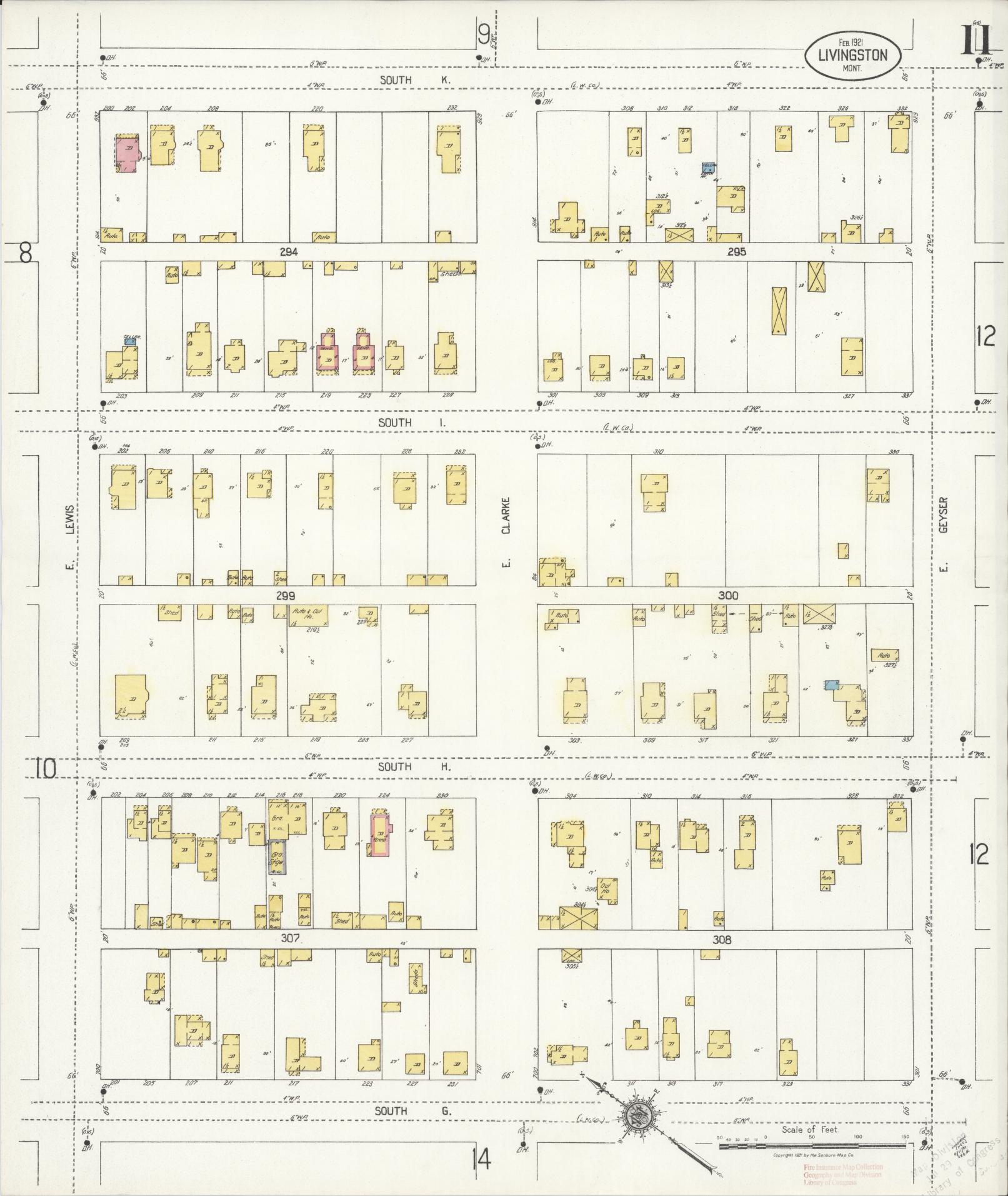 Sanborn Fire Insurance Map from Livingston, Park County, Montana (1921), Sheet #0011 - Historic Sanborn Fire Insurance Map Print, vintage old map wall art, antique decor, genealogy gift, Montana Montana map