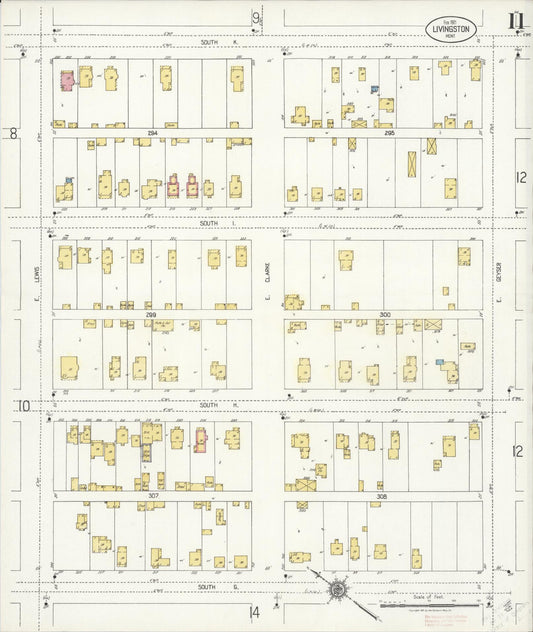 Sanborn Fire Insurance Map from Livingston, Park County, Montana (1921), Sheet #0011 - Historic Sanborn Fire Insurance Map Print, vintage old map wall art, antique decor, genealogy gift, Montana Montana map