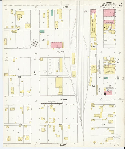 Sanborn Fire Insurance Map from Carroll, Carroll County, Iowa (1893), Sheet #0004 - Historic Sanborn Fire Insurance Map Print, vintage old map wall art
