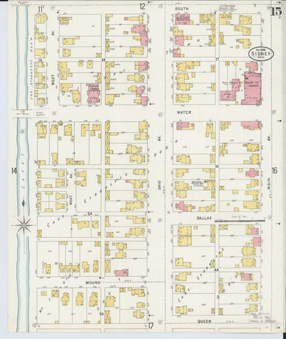 Sanborn Fire Insurance Map from Sidney, Shelby County, Ohio (1898), Sheet #0015 - Historic Sanborn Fire Insurance Map Print, vintage old map wall art, antique decor, genealogy gift, Ohio Ohio map