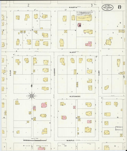 Sanborn Fire Insurance Map from Nevada, Vernon County, Missouri (1906), Sheet #0008 - Complete Map Set gallery image, historic Sanborn map, vintage wall art, Missouri Missouri