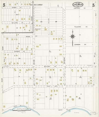 Sanborn Fire Insurance Map from Lake Wales, Polk County, Florida (1924), Sheet #0005 - Historic Sanborn Fire Insurance Map Print, vintage old map wall art, antique decor, genealogy gift, Florida Florida map