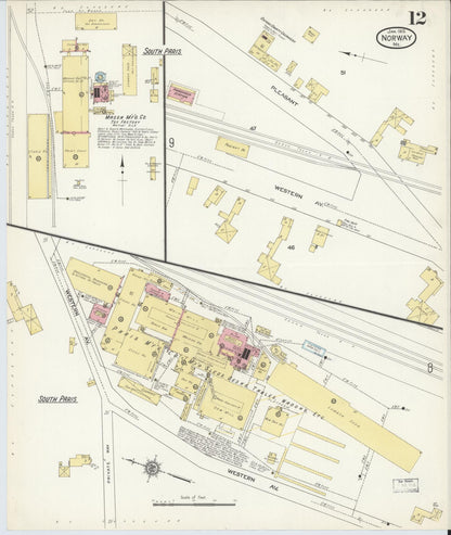 Sanborn Fire Insurance Map from Norway, Oxford County, Maine (1913), Sheet #0012 - Complete Map Set gallery image, historic Sanborn map, vintage wall art, Maine Maine