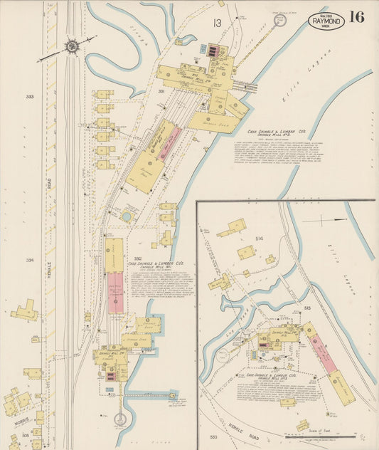 Sanborn Fire Insurance Map from Raymond, Pacific County, Washington (1919), Sheet #0016 - Historic Sanborn Fire Insurance Map Print, vintage old map wall art, antique decor, genealogy gift, Washington Washington map