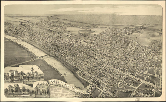 Wilkes-Barre, Pennsylvania 1889. (1889) – Historic Bird’s-Eye View Panorama Print