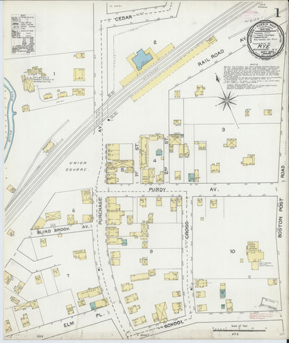 Sanborn Fire Insurance Map from Rye, Westchester County, New York (1892), Sheet #0001 - Complete Map Set gallery image, historic Sanborn map, vintage wall art, New York New York