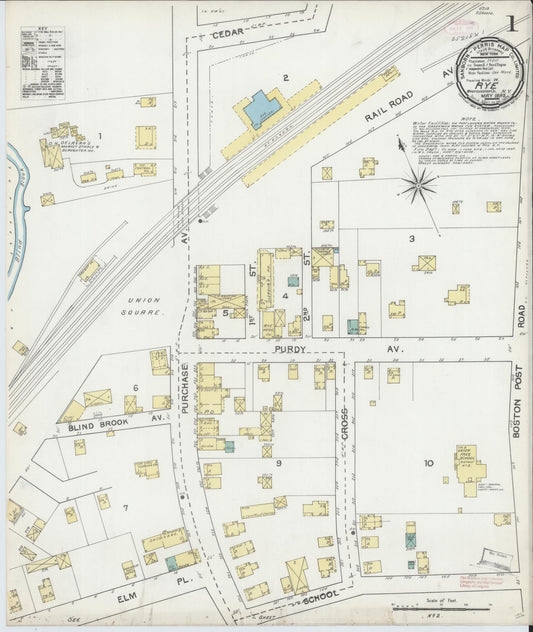 Sanborn Fire Insurance Map from Rye, Westchester County, New York (1892), Sheet #0001 - Complete Map Set gallery image, historic Sanborn map, vintage wall art, New York New York