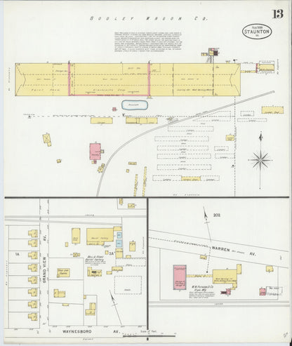 Sanborn Fire Insurance Map from Staunton, Independent Cities, Virginia (1899), Sheet #0013 - Complete Map Set gallery image, historic Sanborn map, vintage wall art, Virginia Virginia