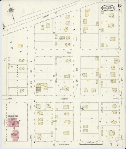Sanborn Fire Insurance Map from Chillicothe, Peoria County, Illinois (1913), Sheet #0006 - Historic Sanborn Fire Insurance Map Print, vintage old map wall art, antique decor, genealogy gift, Illinois Illinois map