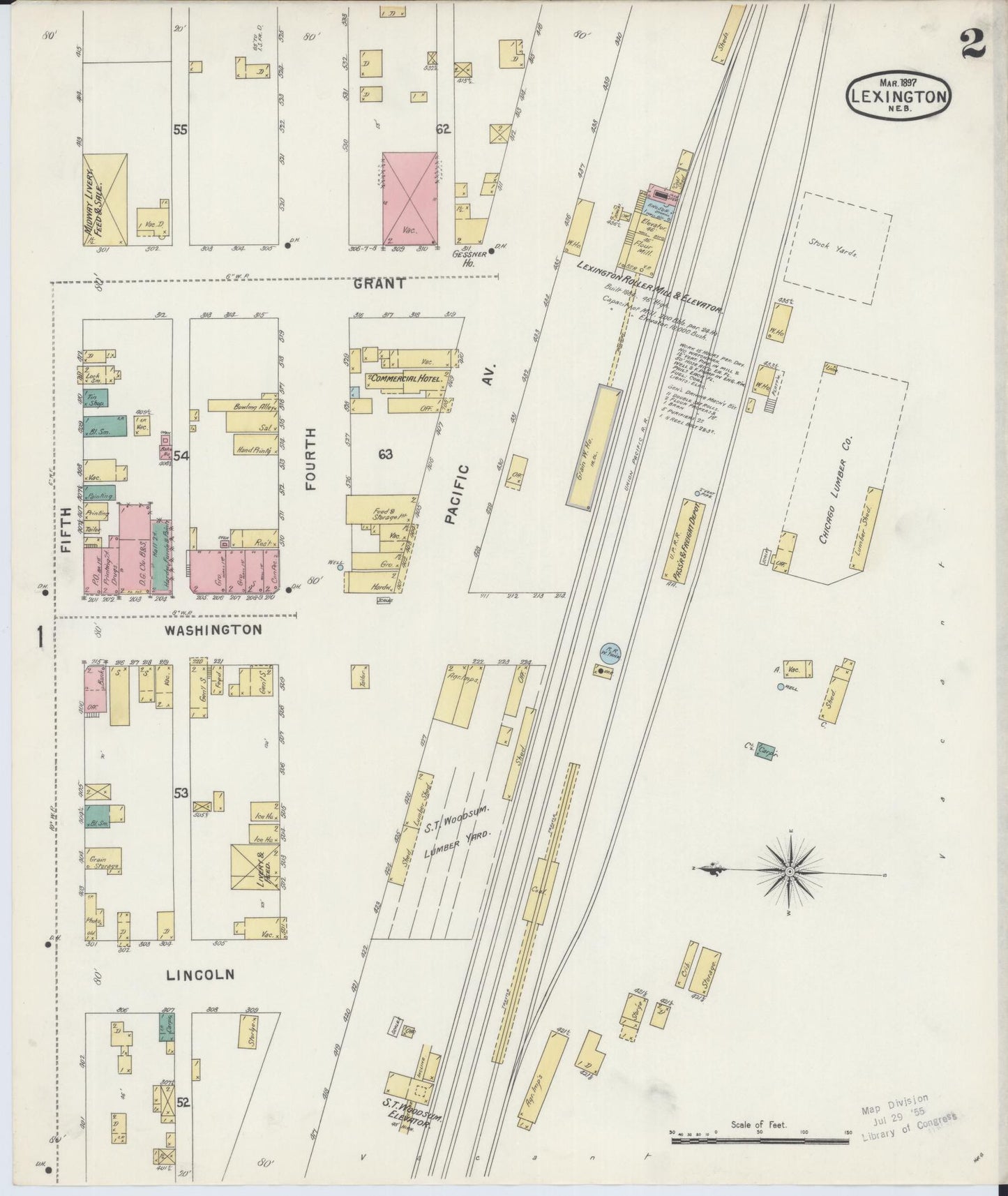 Sanborn Fire Insurance Map from Lexington, Dawson County, Nebraska (1897), Sheet #0002 - Complete Map Set gallery image, historic Sanborn map, vintage wall art, Nebraska Nebraska