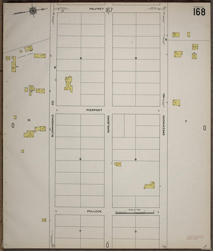 Sanborn Fire Insurance Map from Worcester, Worcester County, Massachusetts (1910), Sheet #0168 - Historic Sanborn Fire Insurance Map Print, vintage old map wall art, antique decor, genealogy gift, Massachusetts Massachusetts map