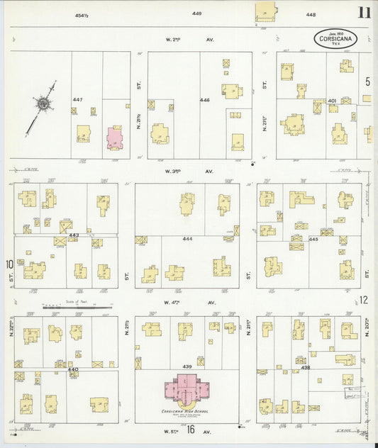 Sanborn Fire Insurance Map from Corsicana, Navarro County, Texas (1910), Sheet #0011 - Historic Sanborn Fire Insurance Map Print, vintage old map wall art, antique decor, genealogy gift, Texas Texas map