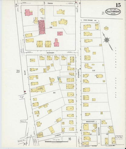 Sanborn Fire Insurance Map from Southbridge, Worcester County, Massachusetts (1918), Sheet #0015 - Complete Map Set gallery image, historic Sanborn map, vintage wall art, Massachusetts Massachusetts