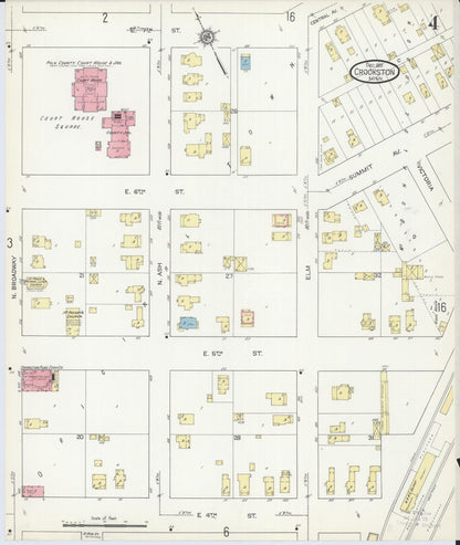 Sanborn Fire Insurance Map from Crookston, Polk County, Minnesota (1913), Sheet #0004 - Historic Sanborn Fire Insurance Map Print, vintage old map wall art, antique decor, genealogy gift, Minnesota Minnesota map