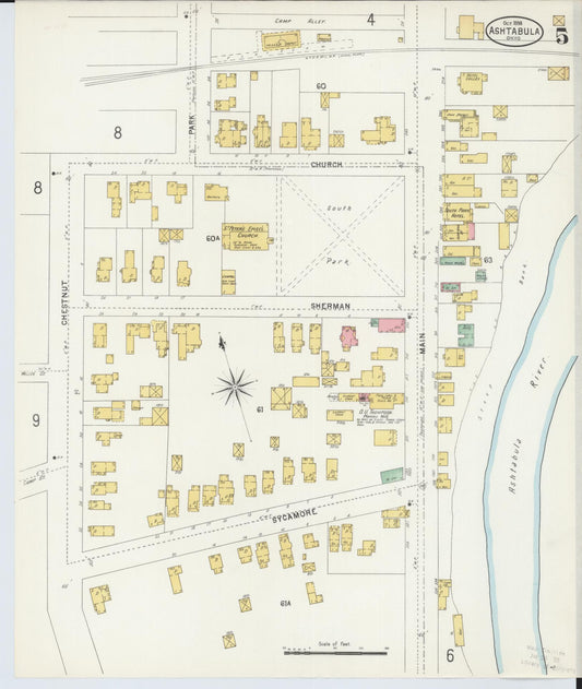 Sanborn Fire Insurance Map from Ashtabula, Ashtabula County, Ohio (1898), Sheet #0005 - Historic Sanborn Fire Insurance Map Print, vintage old map wall art, antique decor, genealogy gift, Ohio Ohio map