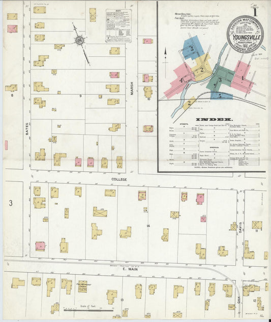 Sanborn Fire Insurance Map from Youngsville, Warren County, Pennsylvania (1912), Sheet #0001 - Historic Sanborn Fire Insurance Map Print, vintage old map wall art, antique decor, genealogy gift, Pennsylvania Pennsylvania map