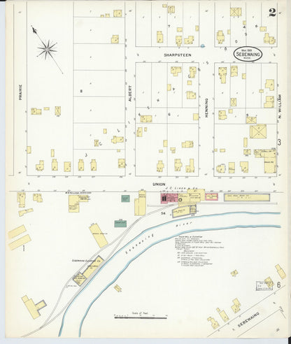 Sanborn Fire Insurance Map from Sebewaing, Huron County, Michigan (1909), Sheet #0002 - Historic Sanborn Fire Insurance Map Print, vintage old map wall art, antique decor, genealogy gift, Michigan Michigan map