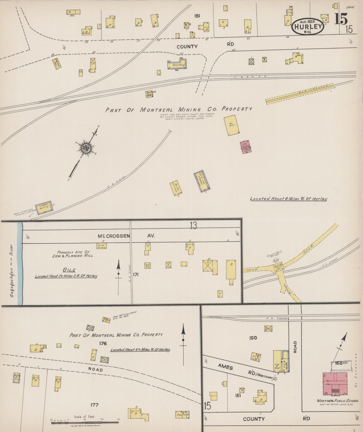 Sanborn Fire Insurance Map from Hurley, Iron County, Wisconsin (1922), Sheet #0015 - Historic Sanborn Fire Insurance Map Print, vintage old map wall art, antique decor, genealogy gift, Wisconsin Wisconsin map