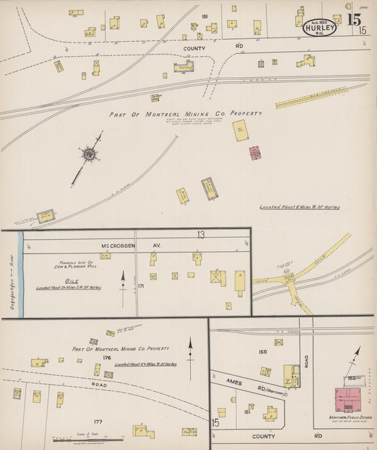 Sanborn Fire Insurance Map from Hurley, Iron County, Wisconsin (1922), Sheet #0015 - Historic Sanborn Fire Insurance Map Print, vintage old map wall art, antique decor, genealogy gift, Wisconsin Wisconsin map