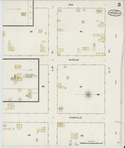 Sanborn Fire Insurance Map from Seneca, Oconee County, South Carolina (1889), Sheet #0003 - Complete Map Set gallery image, historic Sanborn map, vintage wall art, South Carolina South Carolina