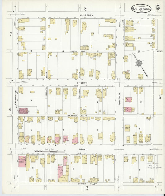 Sanborn Fire Insurance Map from Montoursville, Lycoming County, Pennsylvania (1912), Sheet #0005 - Historic Sanborn Fire Insurance Map Print, vintage old map wall art, antique decor, genealogy gift, Pennsylvania Pennsylvania map