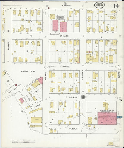 Sanborn Fire Insurance Map from Peru, La Salle County, Illinois (1916), Sheet #0014 - Complete Map Set gallery image, historic Sanborn map, vintage wall art, Illinois Illinois