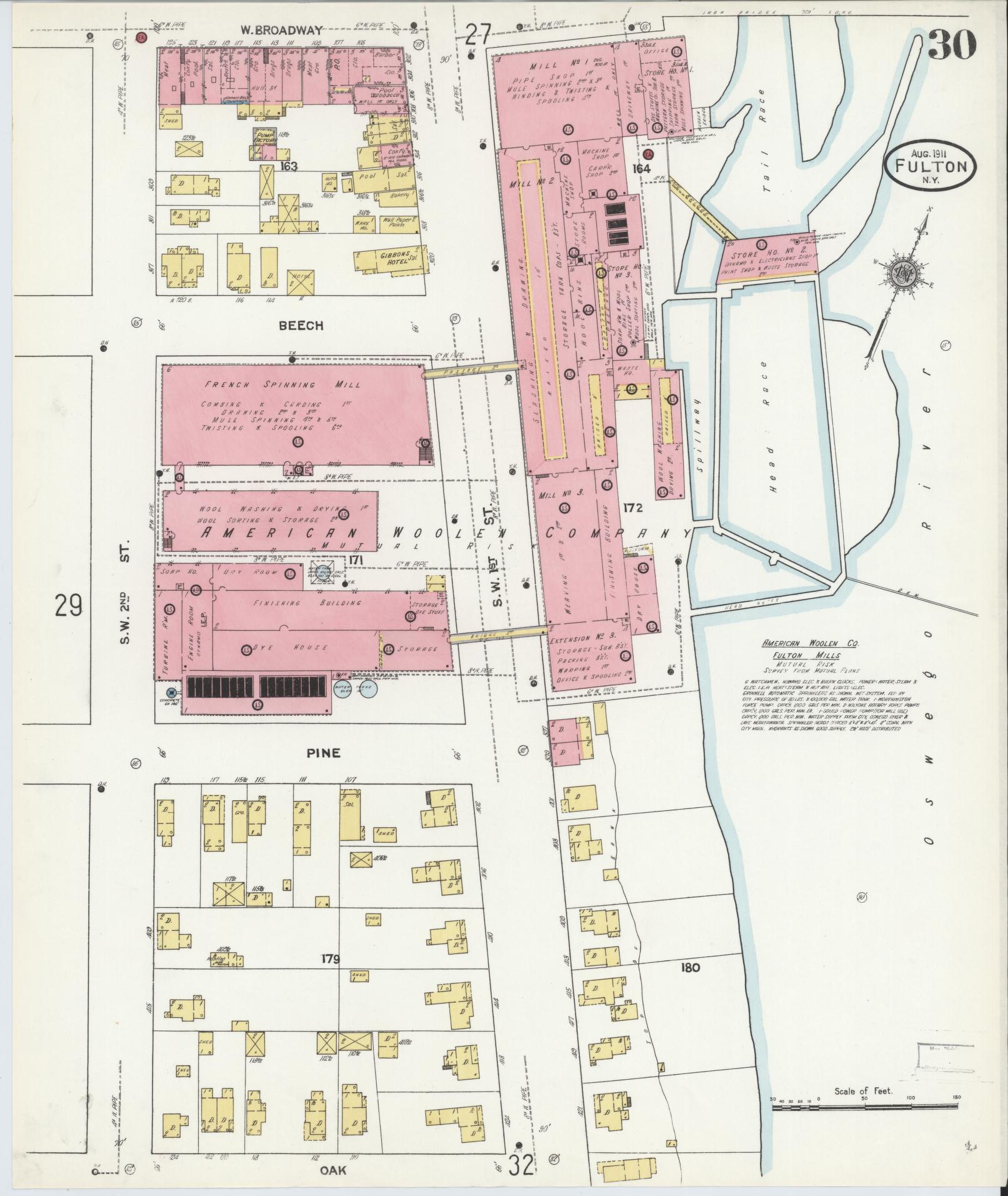 Sanborn Fire Insurance Map from Fulton, Oswego County, New York (1911), Sheet #0030 - Complete Map Set gallery image, historic Sanborn map, vintage wall art, New York New York