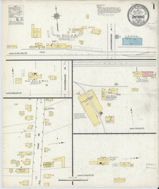 Sanborn Fire Insurance Map from Ontario, Wayne County, New York (1912), Sheet #0001 - Historic Sanborn Fire Insurance Map Print, vintage old map wall art, antique decor, genealogy gift, New York New York map