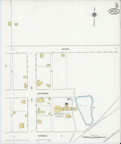 Sanborn Fire Insurance Map from Wylie, Collin County, Texas (1921), Sheet #0005 - Historic Sanborn Fire Insurance Map Print, vintage old map wall art, antique decor, genealogy gift, Texas Texas map