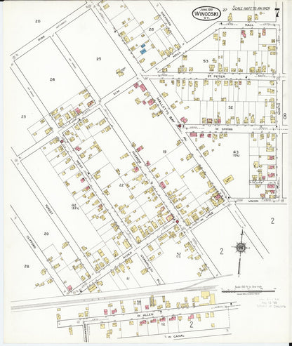 Sanborn Fire Insurance Map from Winooski, Chittenden County, Vermont (1919), Sheet #0007 - Complete Map Set gallery image, historic Sanborn map, vintage wall art, Vermont Vermont