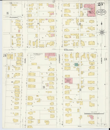 Sanborn Fire Insurance Map from Marion, Marion County, Ohio (1908), Sheet #0023 - Historic Sanborn Fire Insurance Map Print, vintage old map wall art, antique decor, genealogy gift, Ohio Ohio map