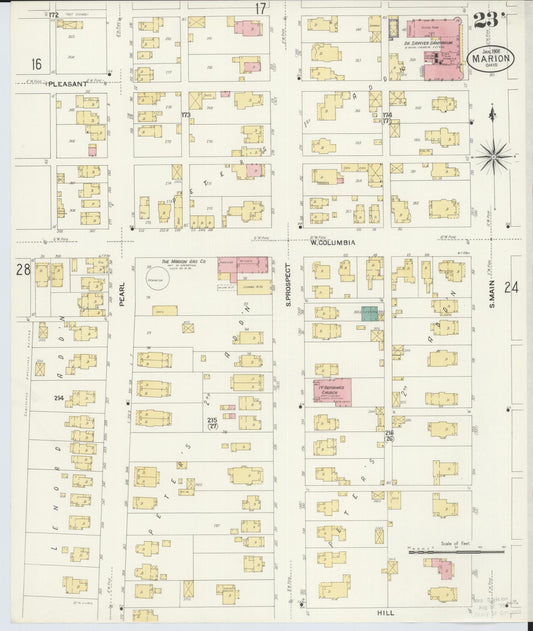 Sanborn Fire Insurance Map from Marion, Marion County, Ohio (1908), Sheet #0023 - Historic Sanborn Fire Insurance Map Print, vintage old map wall art, antique decor, genealogy gift, Ohio Ohio map