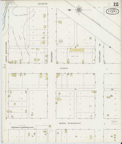 Sanborn Fire Insurance Map from Perry, Noble County, Oklahoma (1895), Sheet #0012 - Complete Map Set gallery image, historic Sanborn map, vintage wall art, Oklahoma Oklahoma