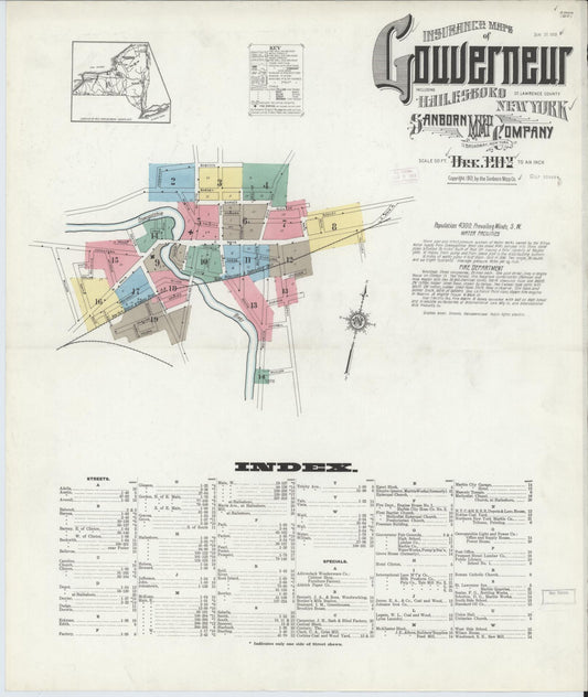 Sanborn Fire Insurance Map from Gouverneur, Saint Lawrence County, New York. (1912) – Historic Sanborn Fire Insurance Map Print