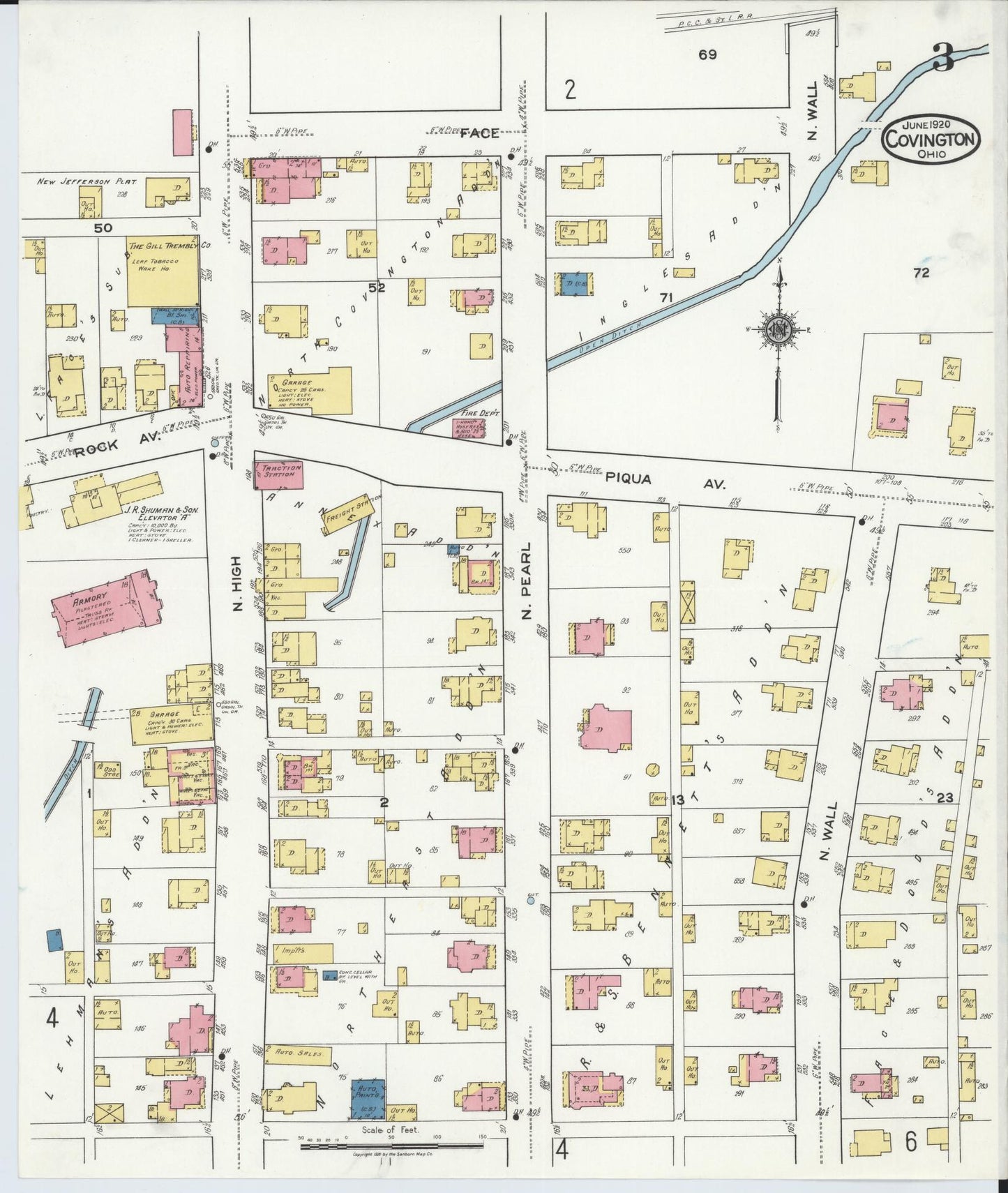 Sanborn Fire Insurance Map from Covington, Miami County, Ohio (1920), Sheet #0003 - Complete Map Set gallery image, historic Sanborn map, vintage wall art, Ohio Ohio